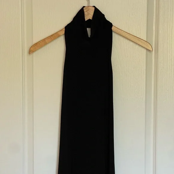 Norma Kamali Partial Turtleneck Slit Long Gown Halter Neck Dress - Picture 10 of 11